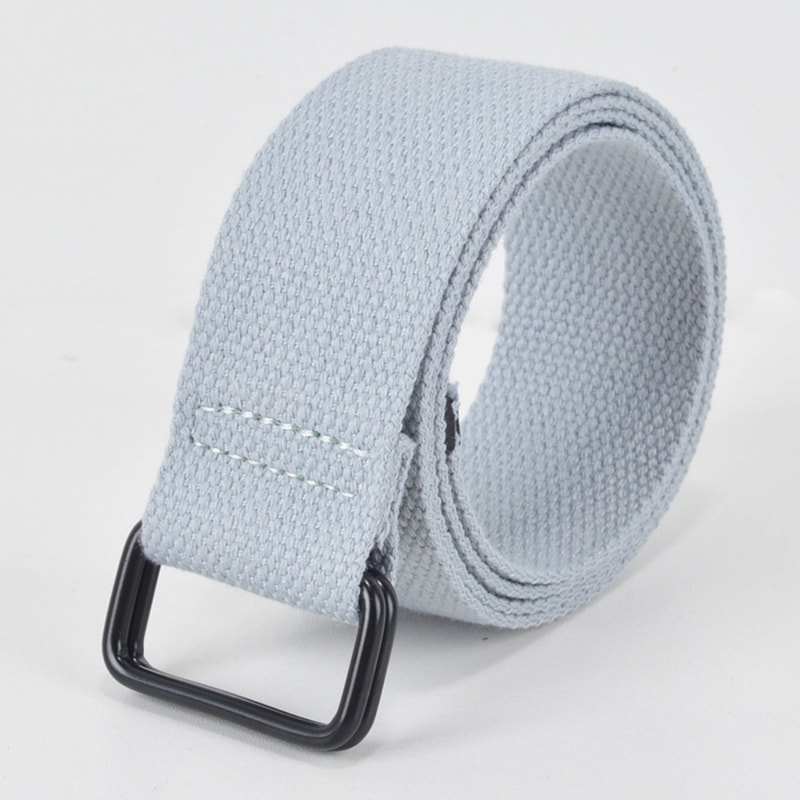 Double Ring Buckle Canvas Belt For Men Casual Cotton Fabric Free Punch Design 6