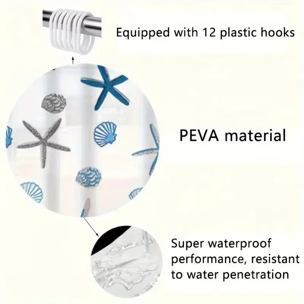 Patterned PEVA Waterproof Shower Curtain Stylish Bathroom Partition Decoration Accessory 2