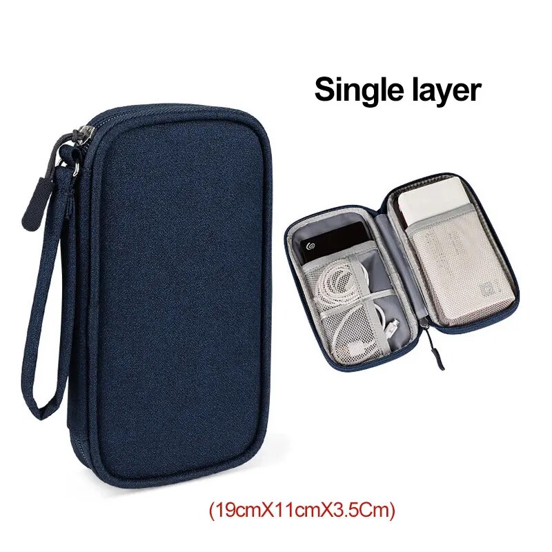 Travel Organizer Bag For Cables Electronics And Accessories Portable Waterproof Double Layers Stor 4