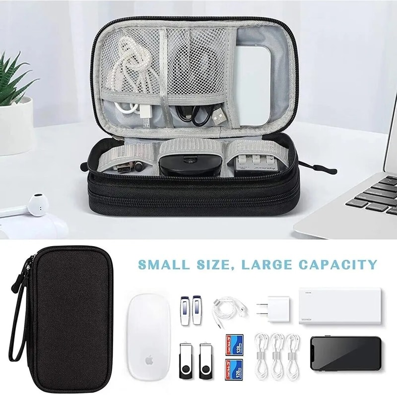 Travel Organizer Bag For Cables Electronics And Accessories Portable Waterproof Double Layers Stor 3