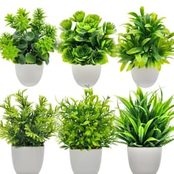 artificial greenery in plastic pots - perfect home and office decor for living room, bedroom, and desk