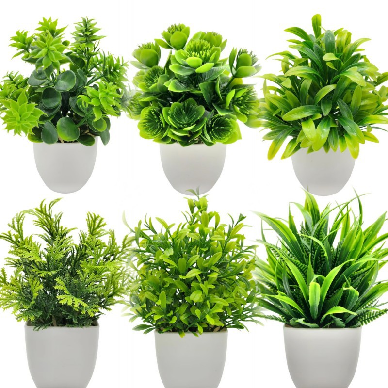 Artificial Greenery In Plastic Pots Perfect Home And Office Decor For Living Room Bedroom And Desk 0