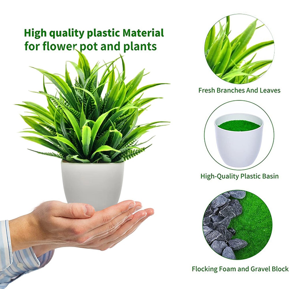 Artificial Greenery In Plastic Pots Perfect Home And Office Decor For Living Room Bedroom And Desk 4
