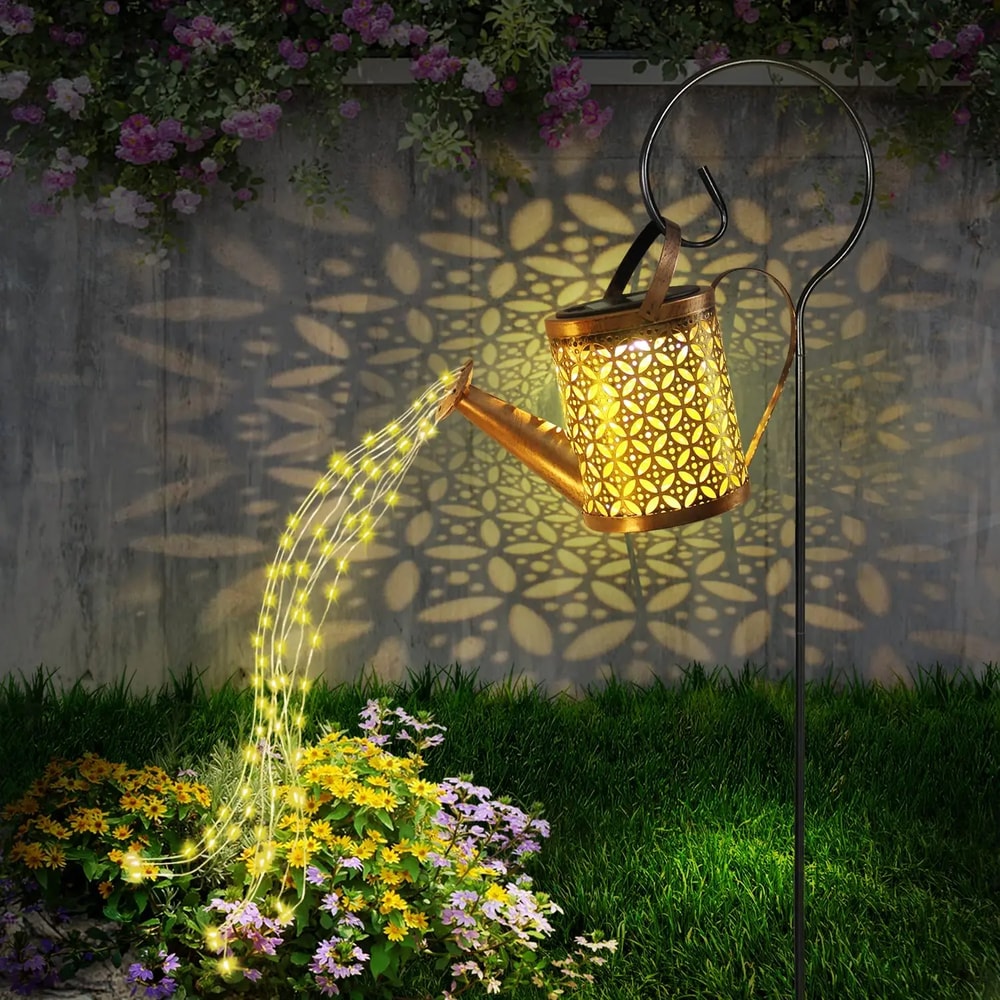 Solar Watering Can With Lights EcoFriendly Waterproof Hanging Lantern For Garden Patio Decor 0