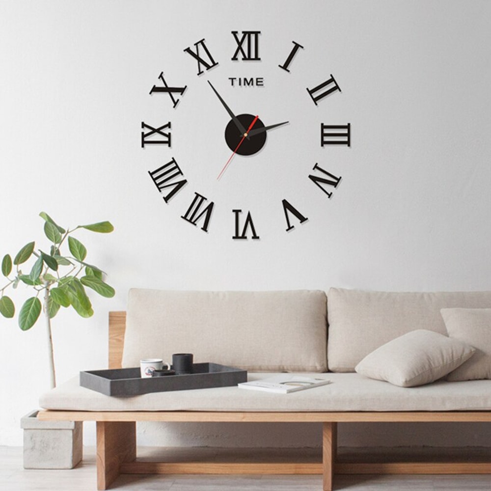 DIY Acrylic Roman Numeral Mirror Wall Clock Large Round Fashionable SelfAdhesive Timepiece For Hom 2