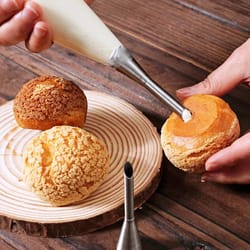 stainless steel puff cream flower squeezer for pastry baking | nozzle set