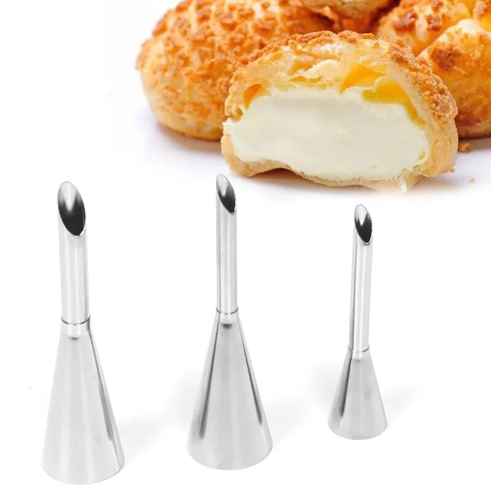 Stainless Steel Puff Cream Flower Squeezer For Pastry Baking Nozzle Set 3
