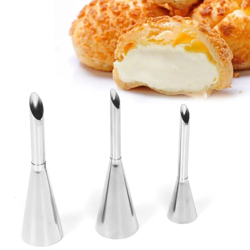Stainless Steel Puff Cream Flower Squeezer For Pastry Baking Nozzle Set 3