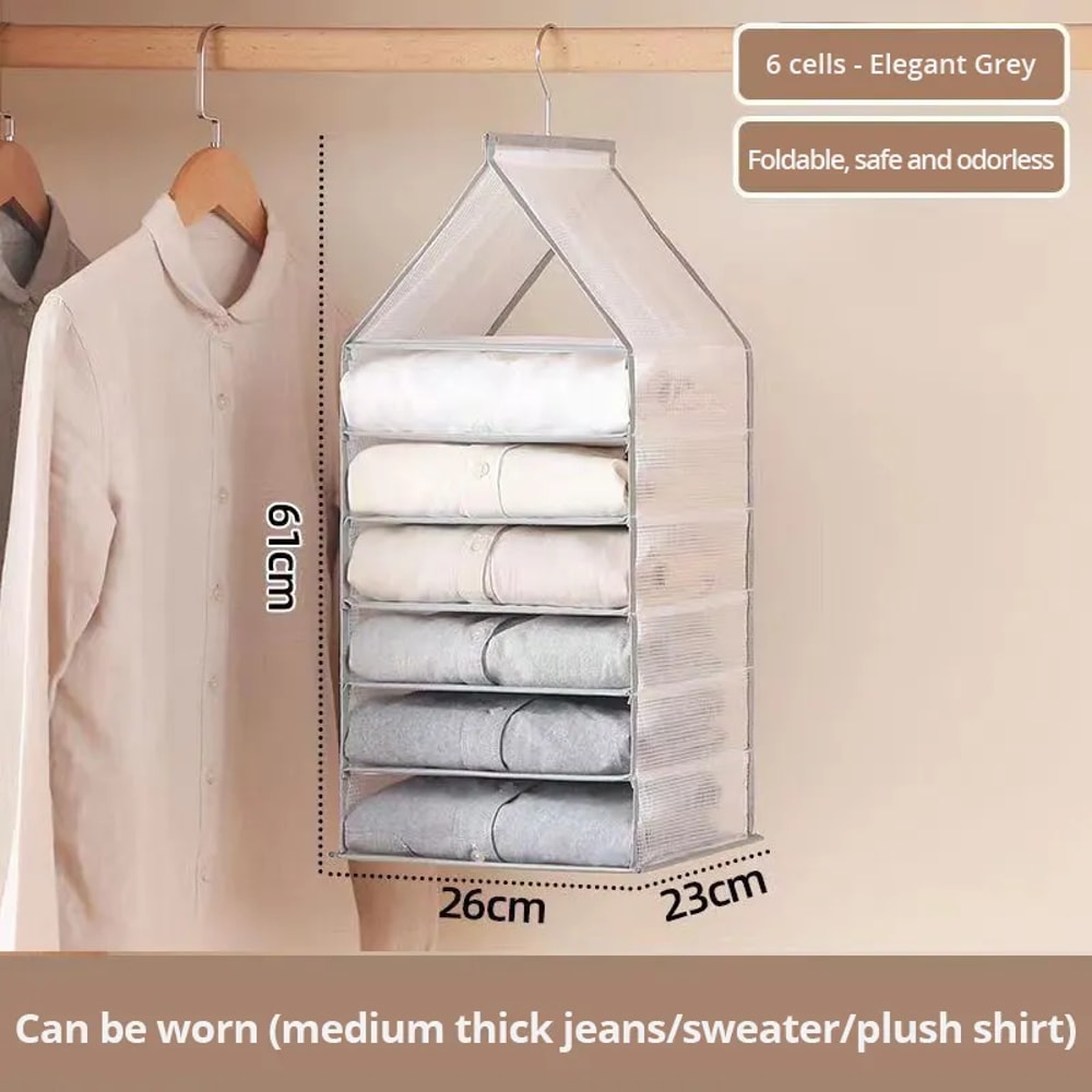 Wardrobe Hanging Storage Bag Versatile Closet Organizer For Pants Socks Tshirts And Underwear 4