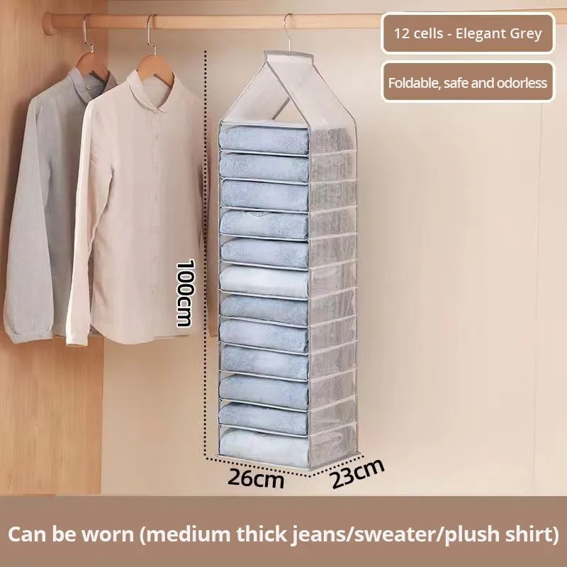 Wardrobe Hanging Storage Bag Versatile Closet Organizer For Pants Socks Tshirts And Underwear 6