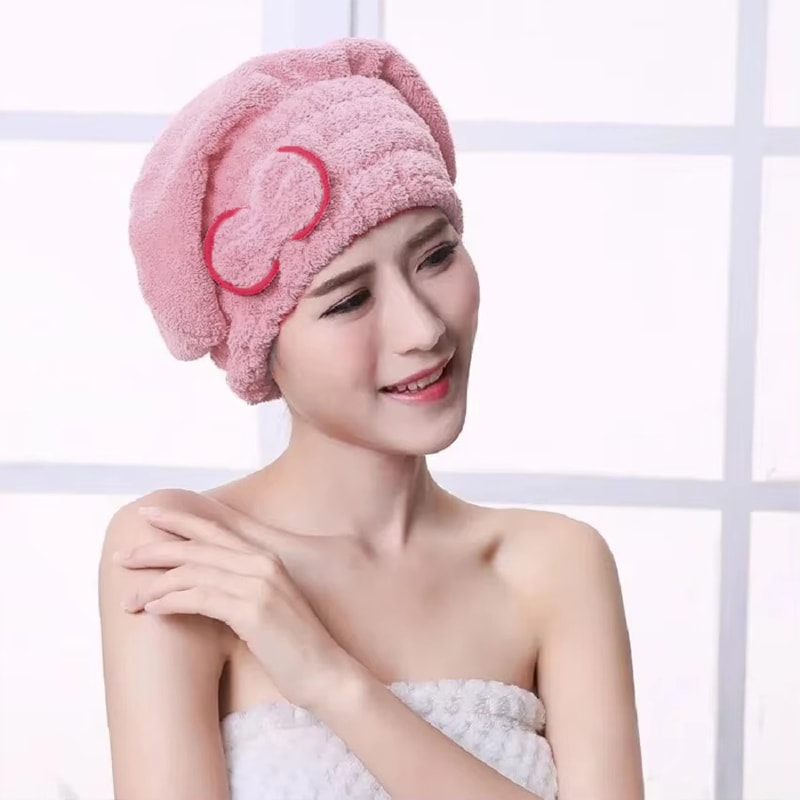 Microfibre Quick Hair Drying Bath Towel Cap With Bowknot Soft Breathable Shower Cap For Women 1