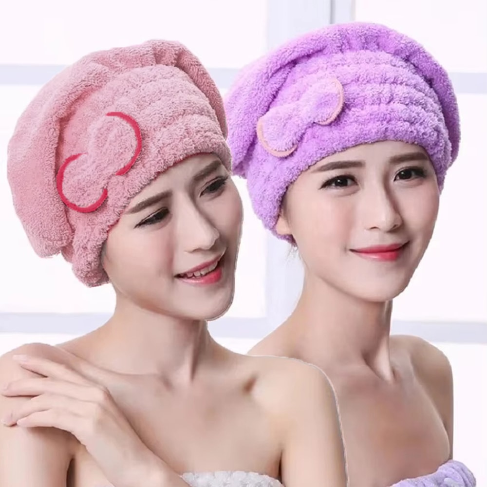 Microfibre Quick Hair Drying Bath Towel Cap With Bowknot Soft Breathable Shower Cap For Women 2