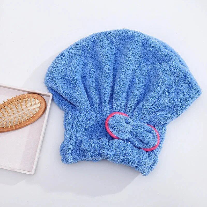 Microfibre Quick Hair Drying Bath Towel Cap With Bowknot Soft Breathable Shower Cap For Women 3