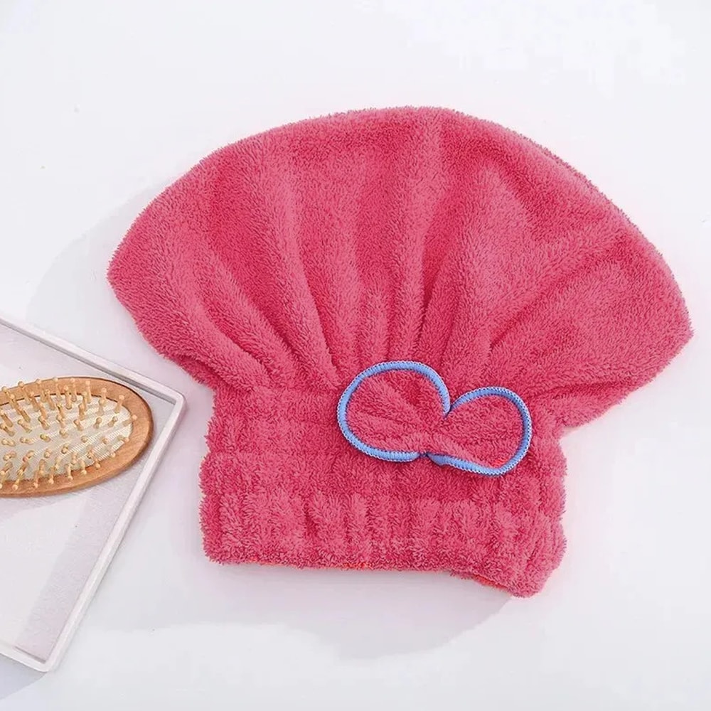 Microfibre Quick Hair Drying Bath Towel Cap With Bowknot Soft Breathable Shower Cap For Women 4
