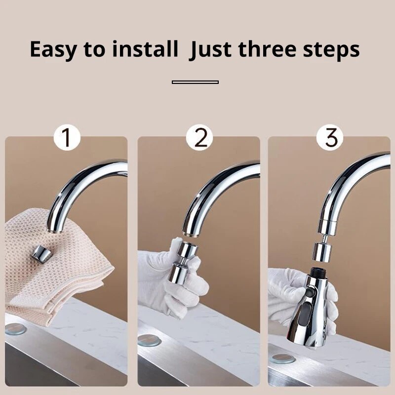 Faucet Extender Metal Alloy With Three Modes Home Water Saver For Shower And Sink 1