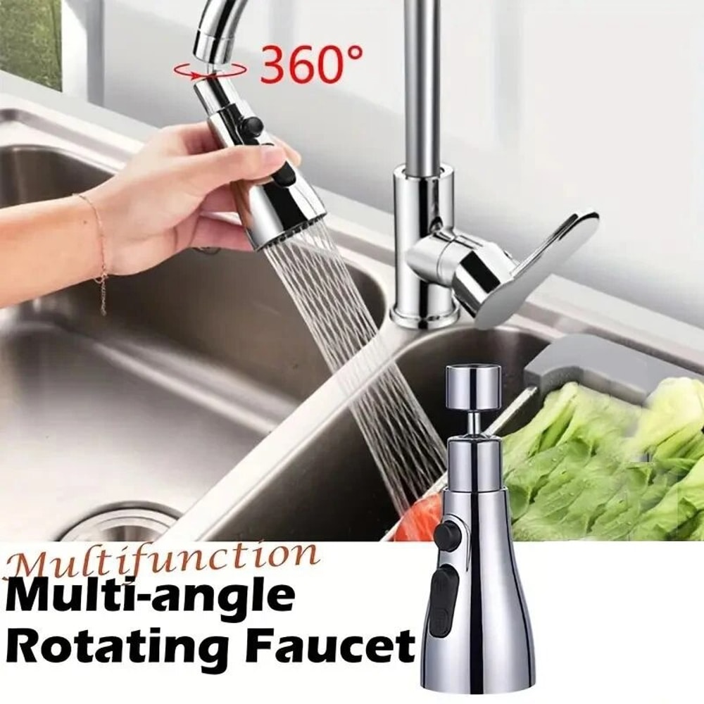 Faucet Extender Metal Alloy With Three Modes Home Water Saver For Shower And Sink 2