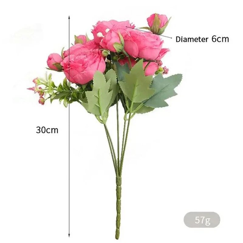 Rose Pink Silk Peony Bouquet Artificial Flower For Wedding Home Decor 1