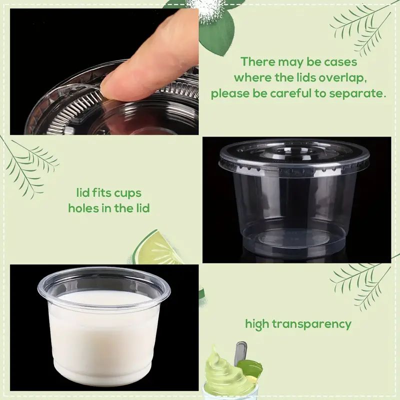 Disposable Plastic Cups With Lids Pack Perfect For Ice Cream Drinks Soups And More 1