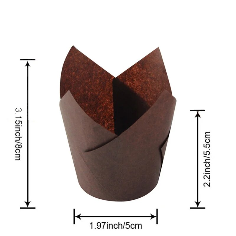 Tulip Baking Paper Cups OilProof HighTemp Resistant Disposable Cup For Muffins Cupcakes 5