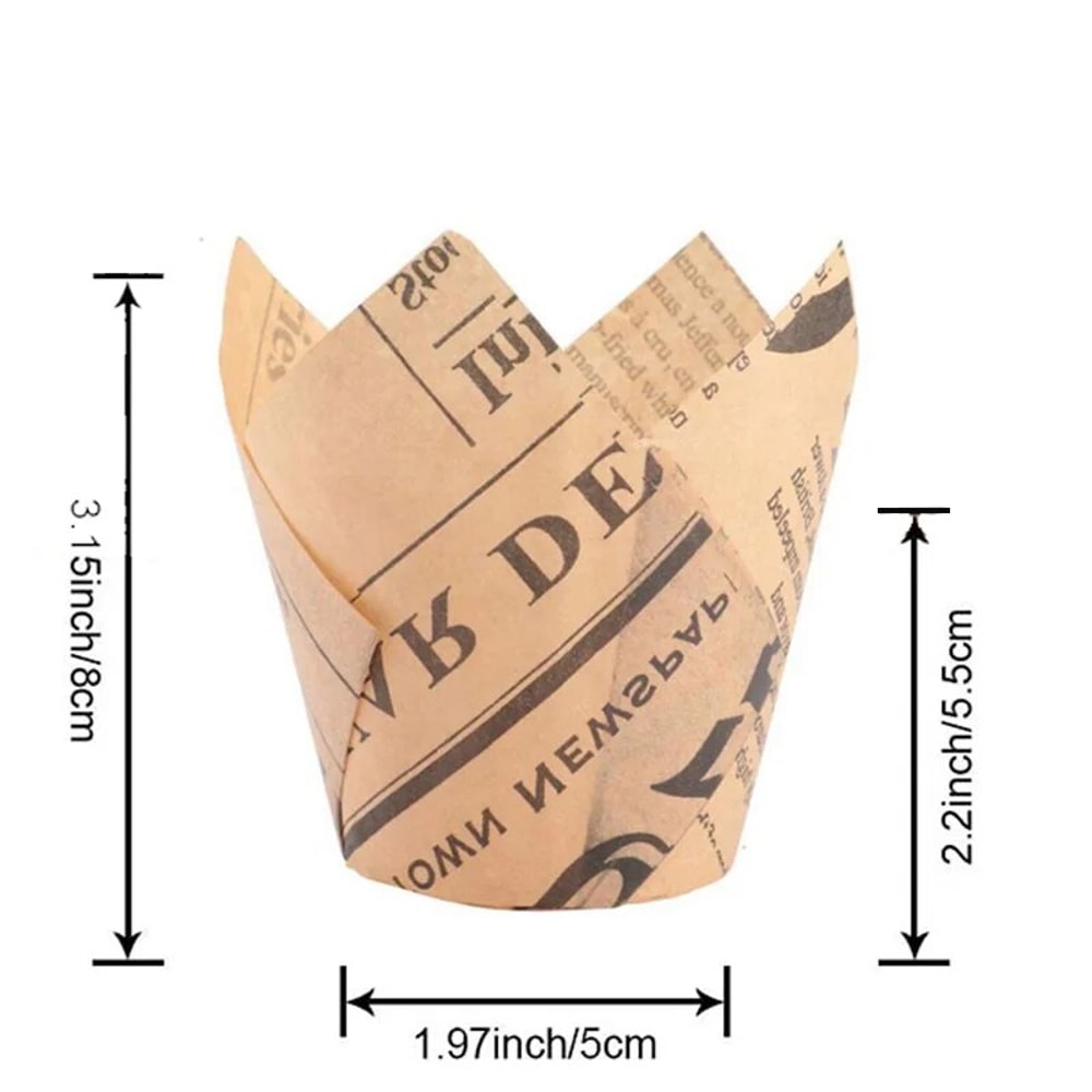 Tulip Baking Paper Cups OilProof HighTemp Resistant Disposable Cup For Muffins Cupcakes 6