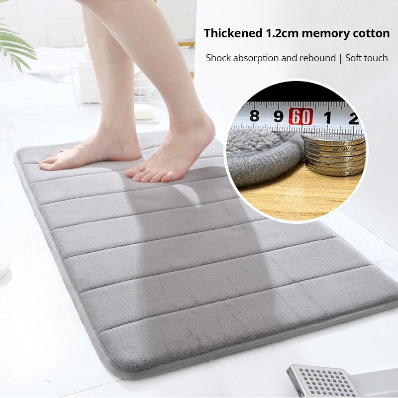 Bathroom AntiSkid Memory Cotton Mat Quick Water Absorption Soft Toilet Mat For Comfort 1
