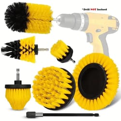 electric drill brush head set - set of yellow moving brush heads for efficient cleaning