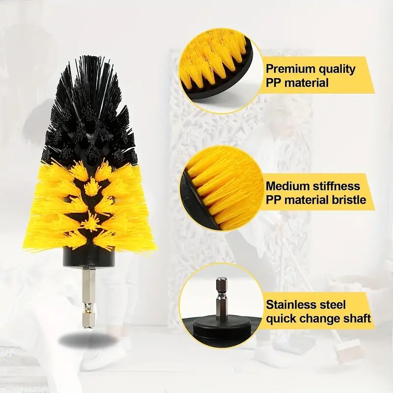 Electric Drill Brush Head Set Set Of Yellow Moving Brush Heads For Efficient Cleaning 1