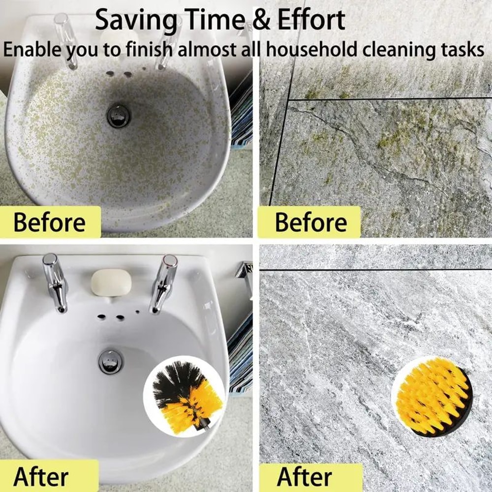 Electric Drill Brush Head Set Set Of Yellow Moving Brush Heads For Efficient Cleaning 3