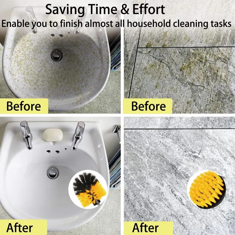 Electric Drill Brush Head Set Set Of Yellow Moving Brush Heads For Efficient Cleaning 3