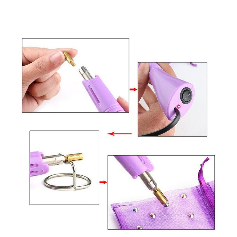 Purple Hotfix Rhinestone Applicator Fast Heating Ironon Wand With Precision Tips 4