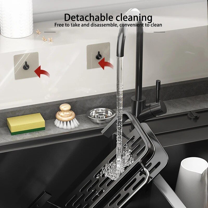 Kitchen Sink Drain Rack Organizer Aluminum Soap Holder Sponge Storage 2