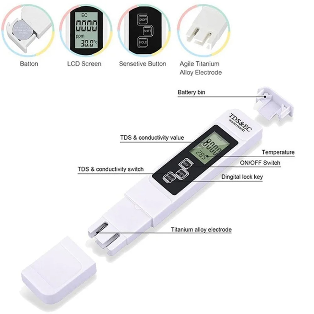 TDS Meter Handheld Digital Water Tester High Precision For Tap And Purified Water Quality 2