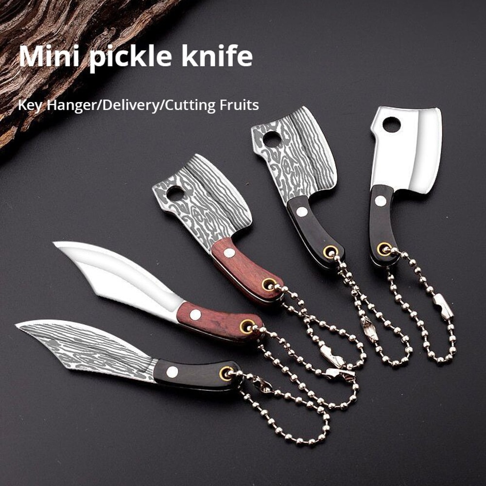 Mini Stainless Steel Pendant Knife Creative Wealth Knife With Wooden Handle 1