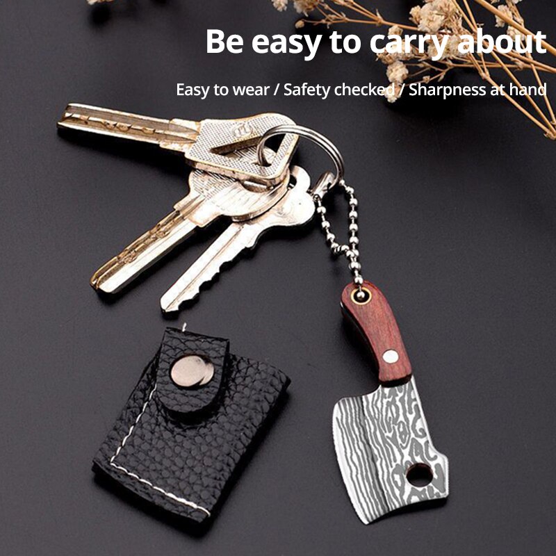 Mini Stainless Steel Pendant Knife Creative Wealth Knife With Wooden Handle 2