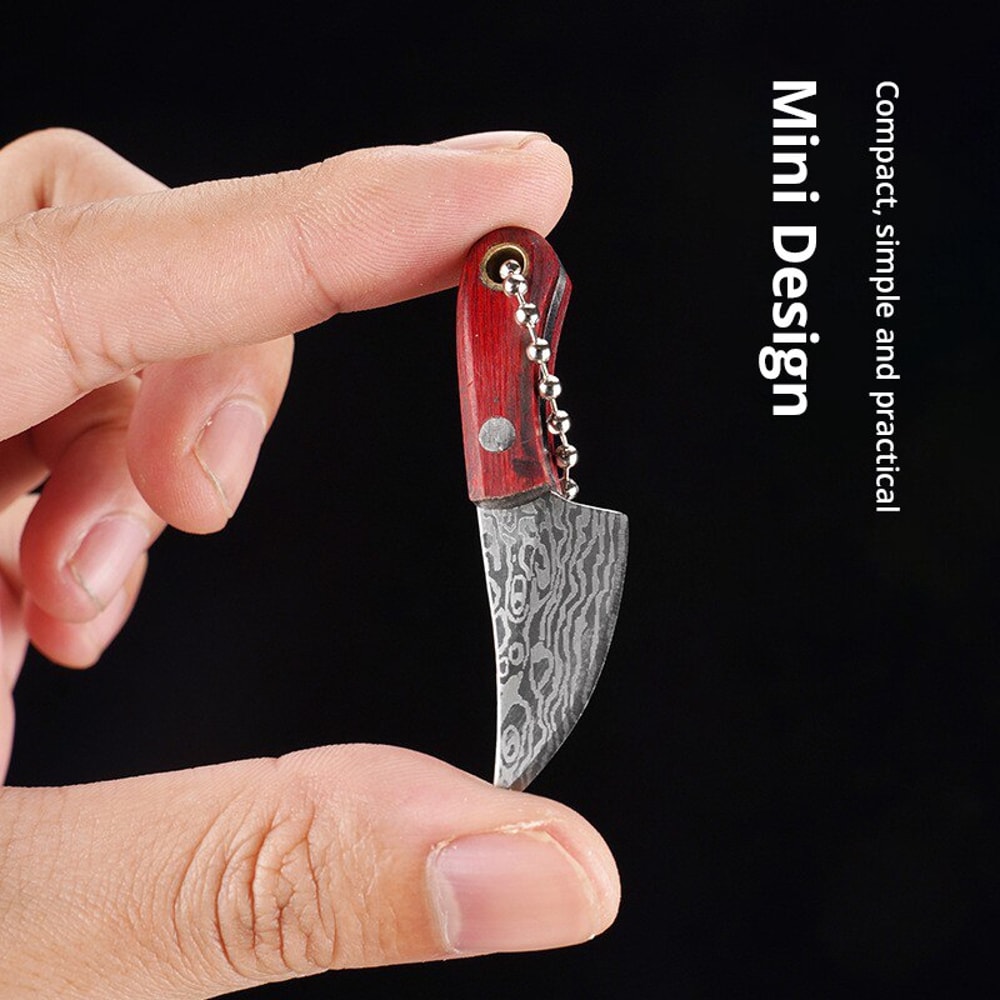 Mini Stainless Steel Pendant Knife Creative Wealth Knife With Wooden Handle 3