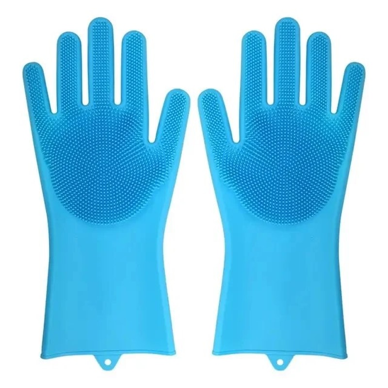 Magic Silicone Dishwashing Gloves FoodGrade Rubber Scrubber For Kitchen Cleaning NonToxic Heat Re 5