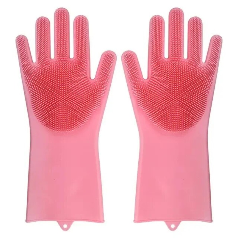 Magic Silicone Dishwashing Gloves FoodGrade Rubber Scrubber For Kitchen Cleaning NonToxic Heat Re 6