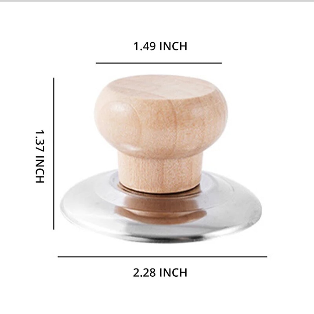 Solid Wood Lid Handle Stainless Steel Pot Twist Cap AntiScalding Round Wooden Handle For Kitchenwa 4