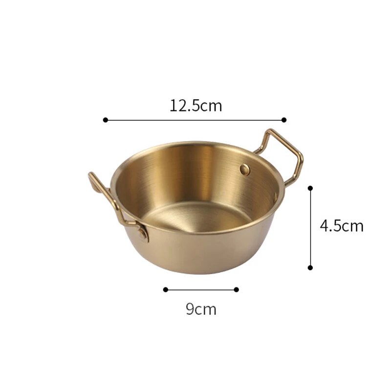 Golden Stainless Steel Instant Noodle Bowl With Handle Elegant Korean Rice Wine Bowl For Salads S 3