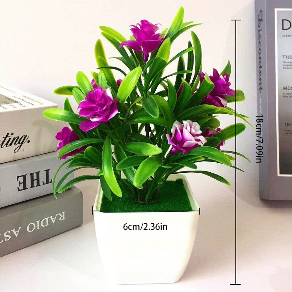 Artificial Bonsai Flower Plant In Pot Small Fake Plants For Home Office Or Garden Decor 4