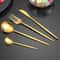 Golden Stainless Steel Cutlery Set Knife Fork Spoon And Teaspoon For Elegant Dining 0