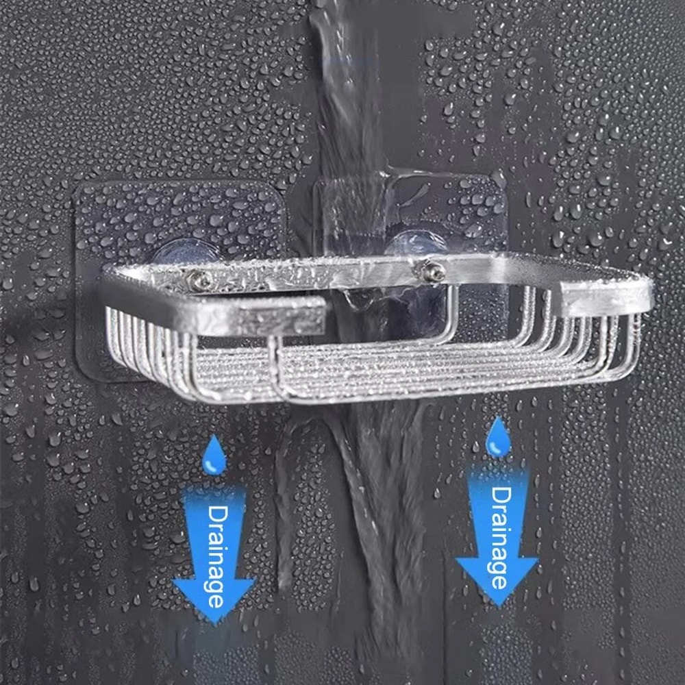 Wall Mounted Aluminum Soap Rack Multipurpose Soap Storage With Draining Mesh For Kitchen Bathroom 1