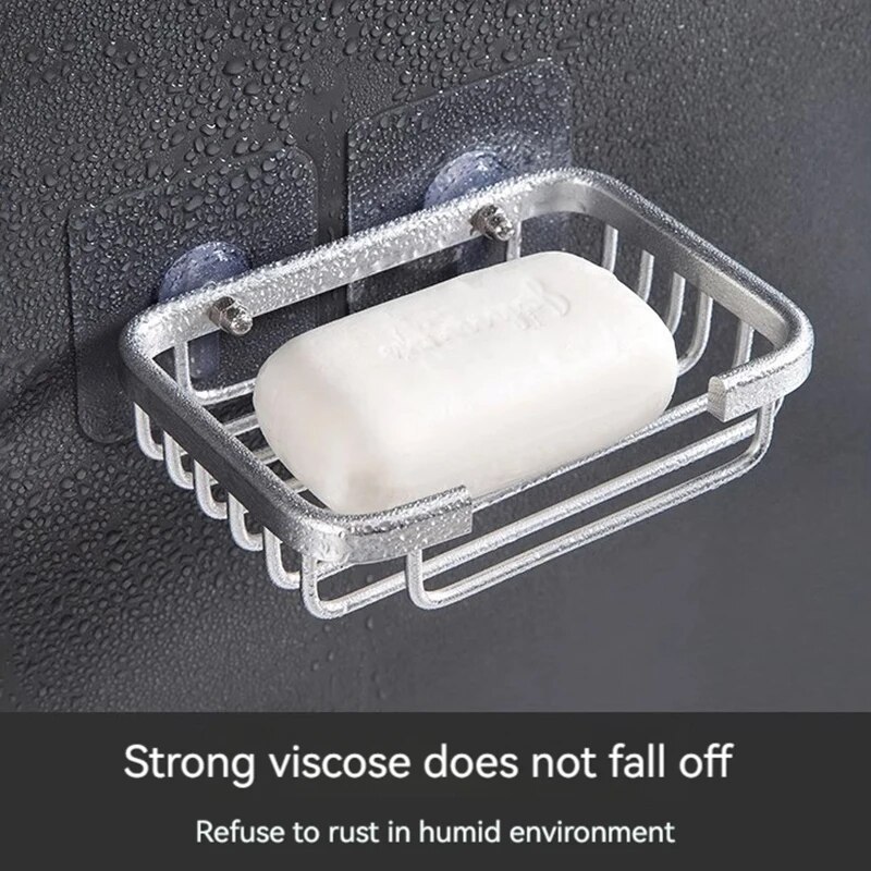 Wall Mounted Aluminum Soap Rack Multipurpose Soap Storage With Draining Mesh For Kitchen Bathroom 2