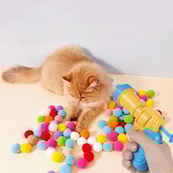 interactive cat toy gun with plush ball - silent shooting game for pets