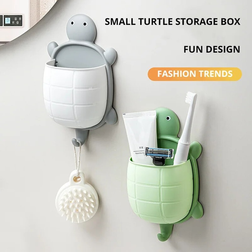 Cute Turtle Design Toothbrush Holder Creative Cartoon Bathroom Storage Organizer 0