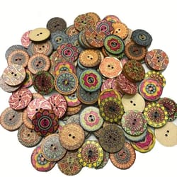 vintage colorful wooden buttons – pack for diy sewing & crafts
