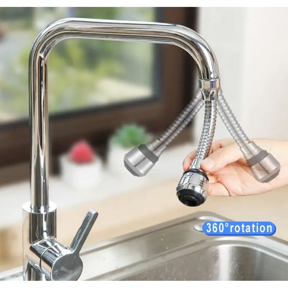 Rotable Foaming Faucet Extender Stainless Steel Elastic Rotation For Kitchen Bathroom 1