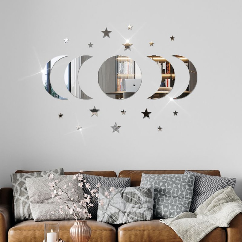 Acrylic Star Moon Shape Wall Stickers For Living Room And Bedroom Decor 0