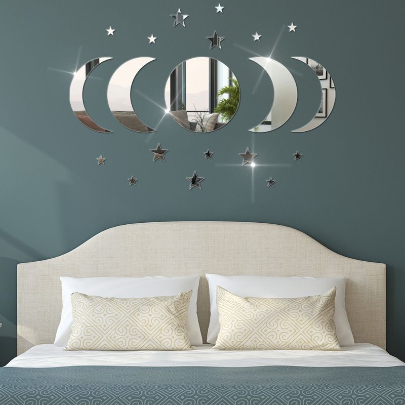 Acrylic Star Moon Shape Wall Stickers For Living Room And Bedroom Decor 2