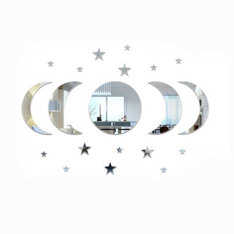 Acrylic Star Moon Shape Wall Stickers For Living Room And Bedroom Decor 4